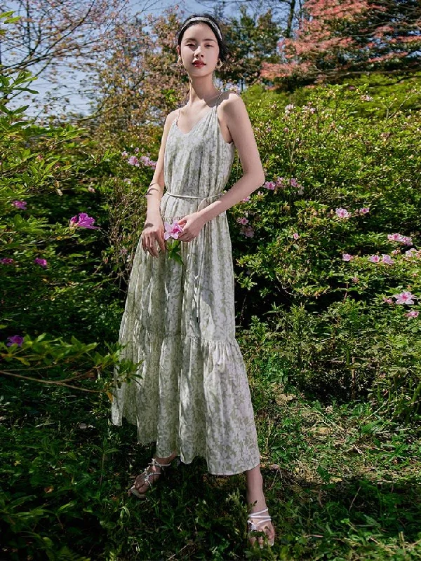 16 Momme Printed Silk Slip Dress Tunics Versatile stylish