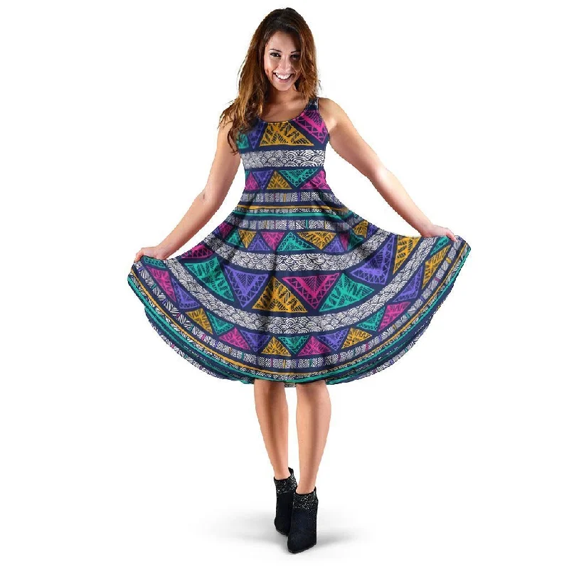 Multicolor Native Aztec Abstract Doodle Dress Tunics Fleece cozy