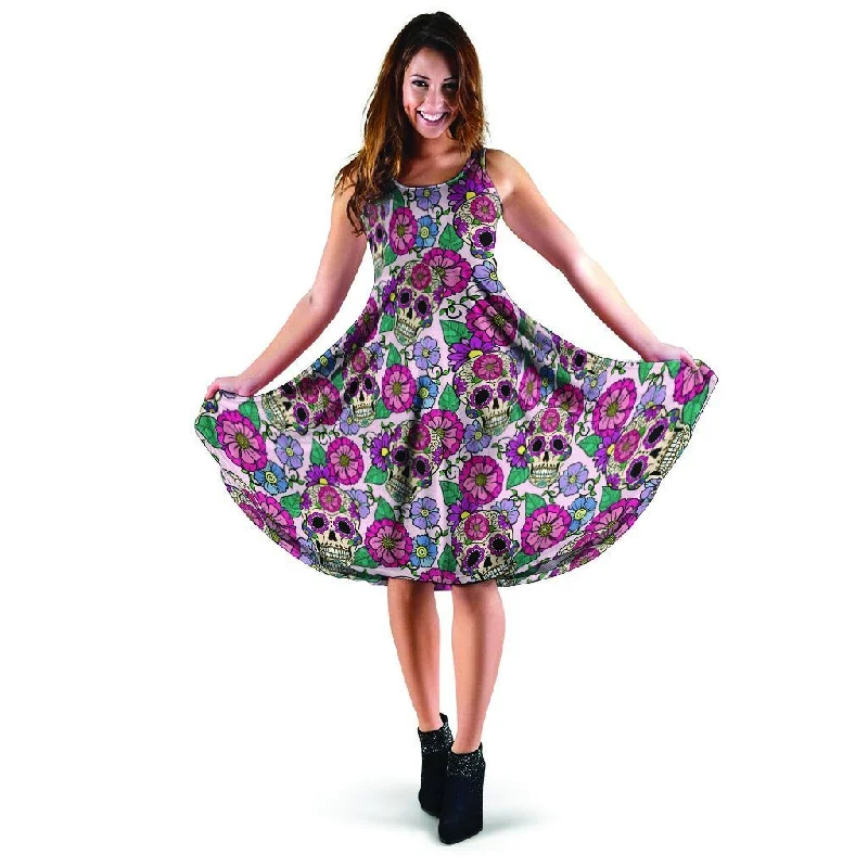 Pink Sugar Skull Floral Dress Tunics Velvet soft