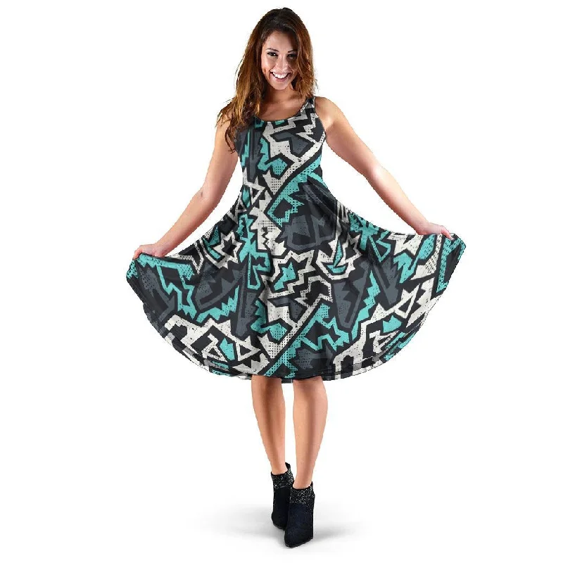 Graffiti Geometric Print Dress Tunics Stylish elegant