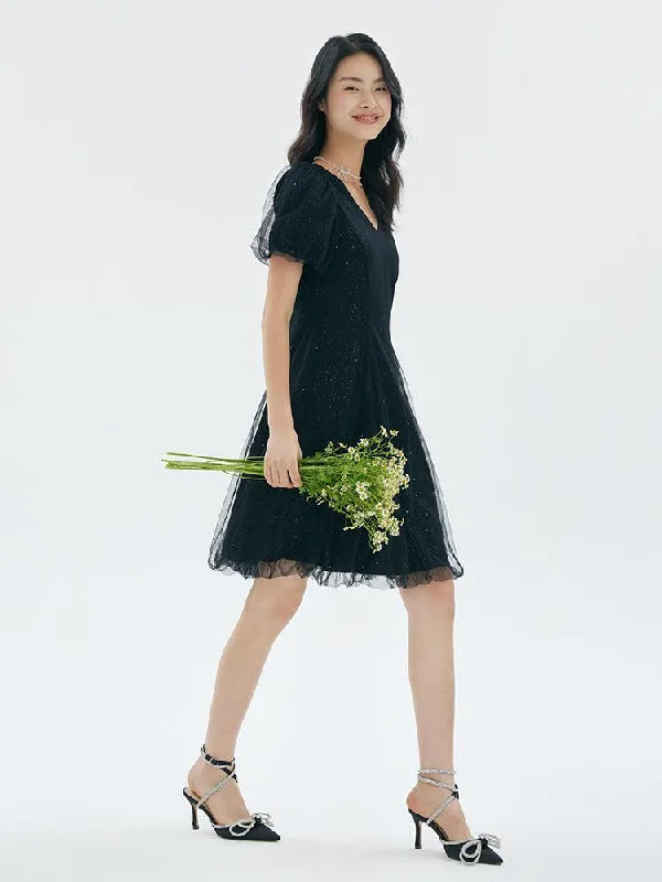 Sequined Fitted A-Shape Dress Tunics Fashionable trendy
