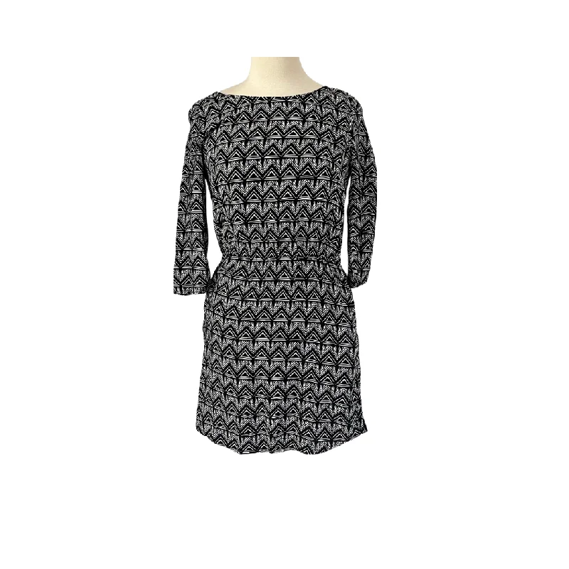 H&M Black & White Printed Knee-length Dress | Gently Used | Tunics Modern contemporary