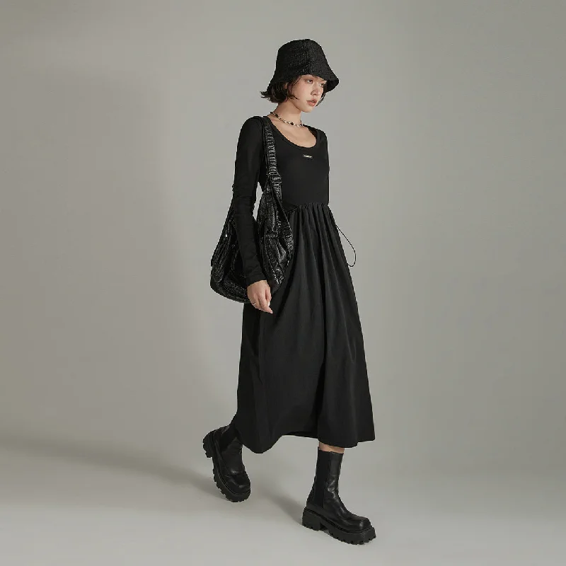 Logo Pocket Simple Long Dress Tunics Trousers formal