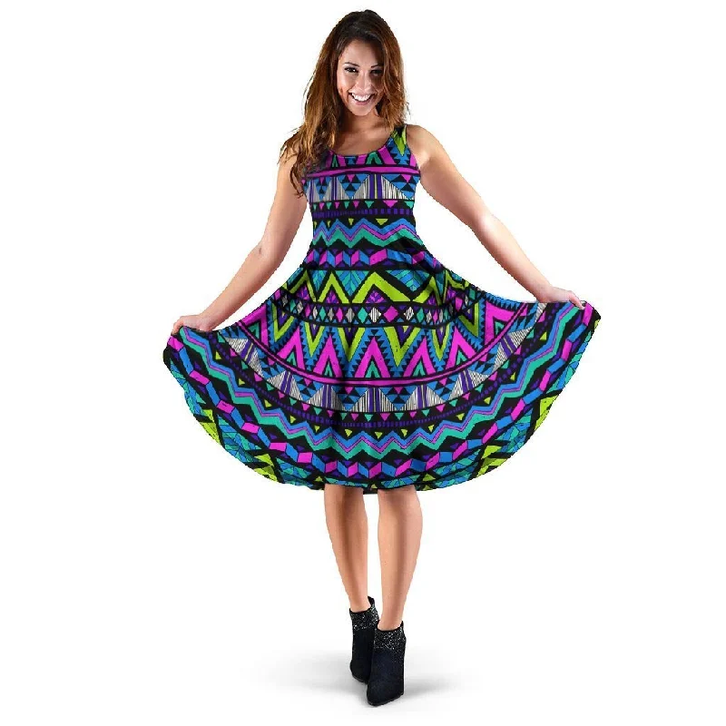 Neon Indian Aztec Doodle Dress Tunics Stylish modern
