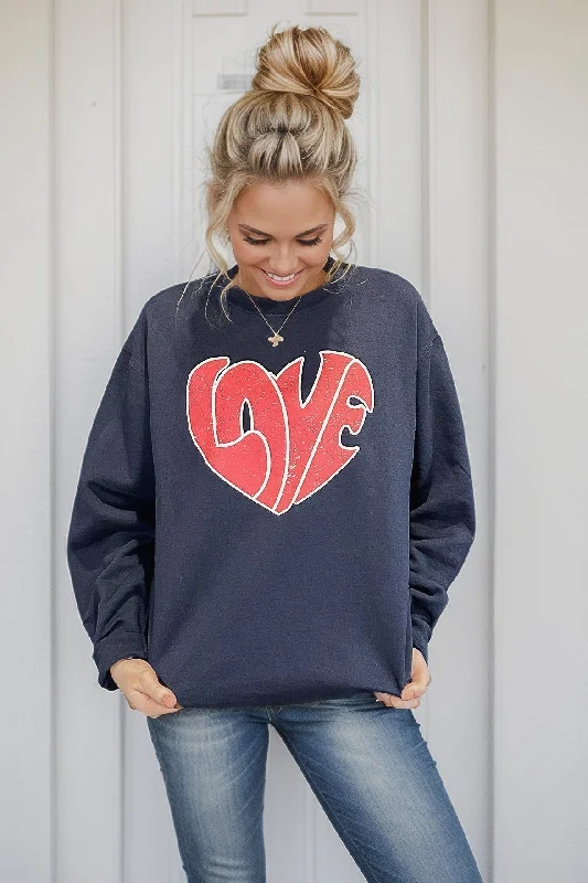 Love Heart Sweatshirt Hoodie with Drawstring Waist Adjustable Fitted