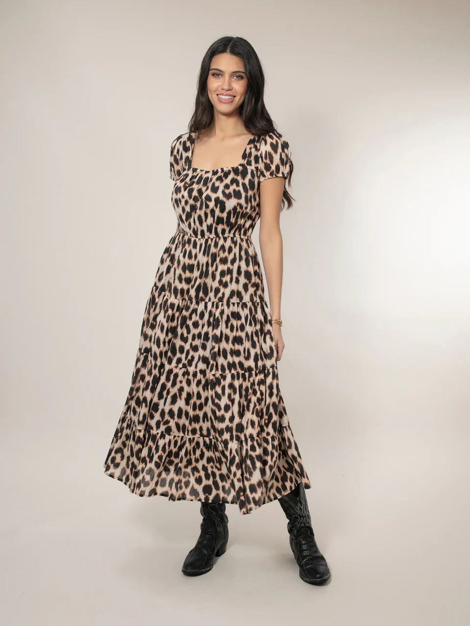 Nooki Design Martha Tiered Leopard Dress Tunics Sale discount