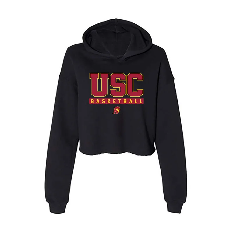 USC - NCAA Women's Basketball : Aaliyah Gayles - Women's Crop Fleece Hoodie Hoodie with Applique Textured Unique