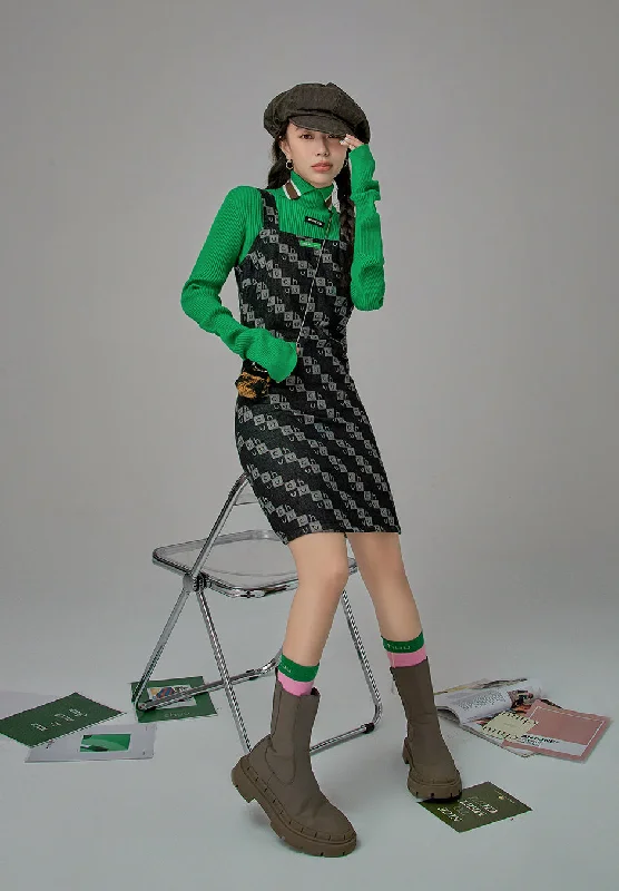 Words Puzzle Slip Dress Boatneck Modish Everyday