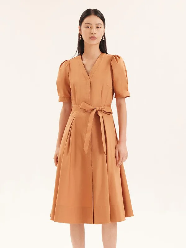 V-Neck Fitted Waist Mid-Calf Dress Tunics Occasion special