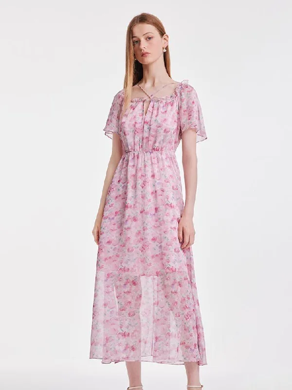 Square Neck Print Dress Tunics Vintage classic