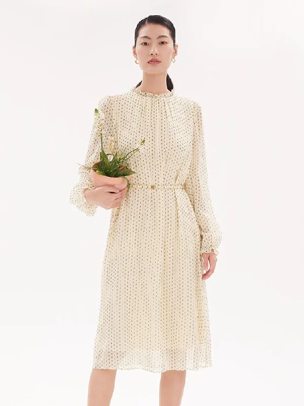 Pure Silk Printed Ankle-Length Dress Tunics Long Elegant
