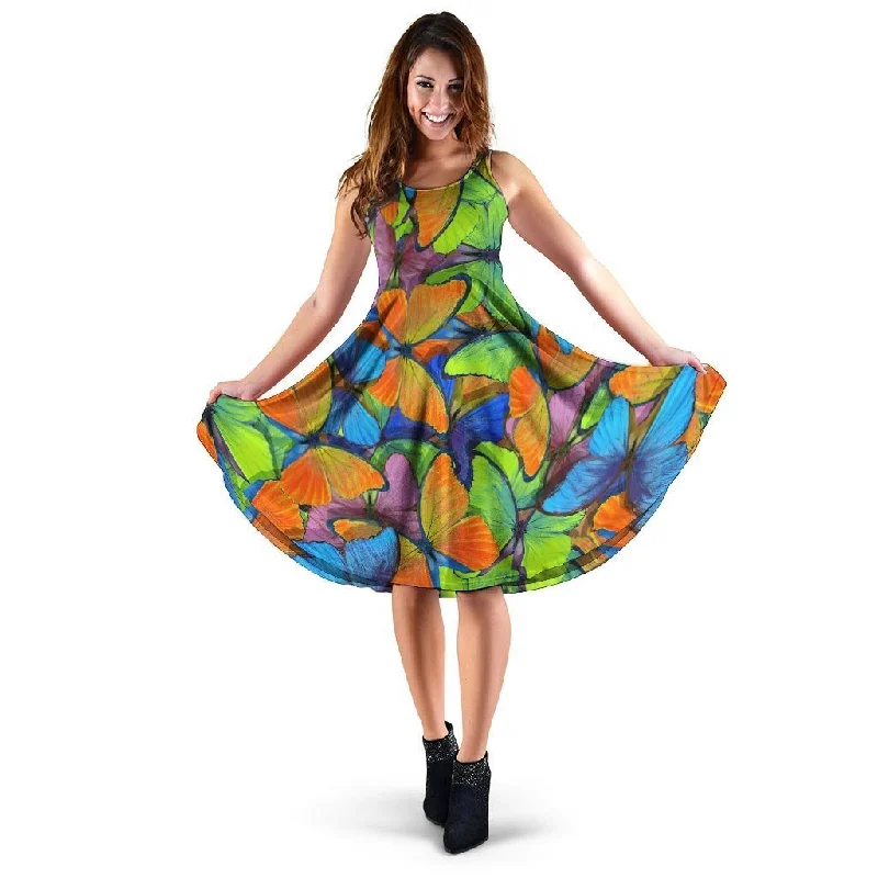 Multicolor Butterfly Print Dress Tunics Leisure comfortable