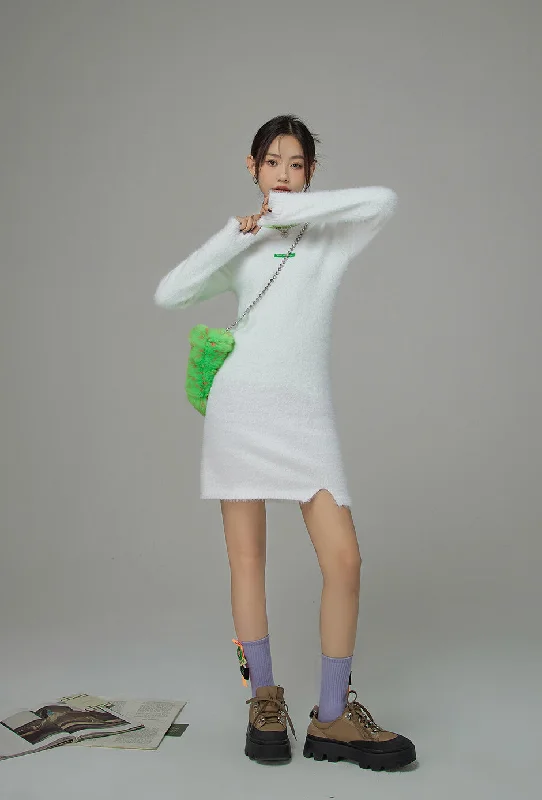 The World Is Not The Same Furry Dress Turtleneck Warm Winter
