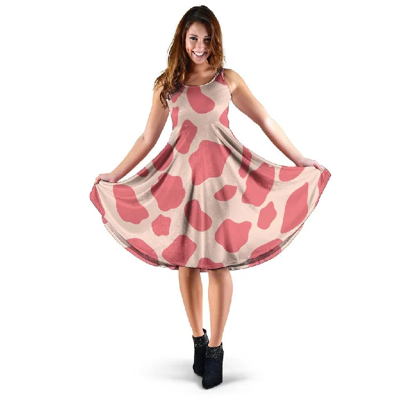 Light Pink Cow Print Dress Tunics Sophisticated sleek
