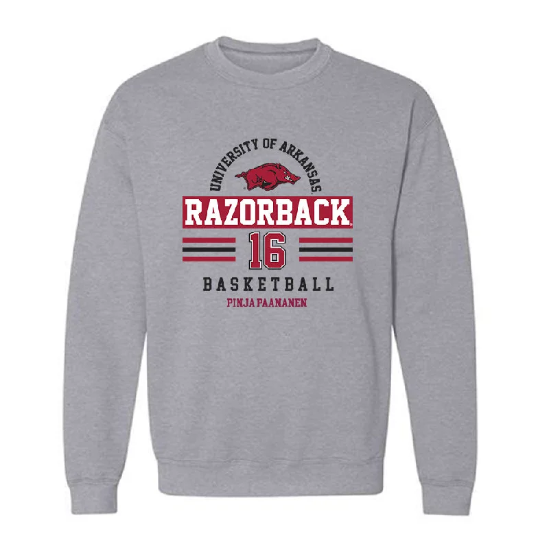 Arkansas - NCAA Women's Basketball : Pinja Paananen - Classic Fashion Shersey Crewneck Sweatshirt Hoodie with Hem Applique Textured Unique