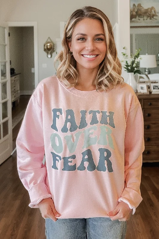 Faith Over Fear Sweatshirt Hoodie with Zipper Versatile Modern