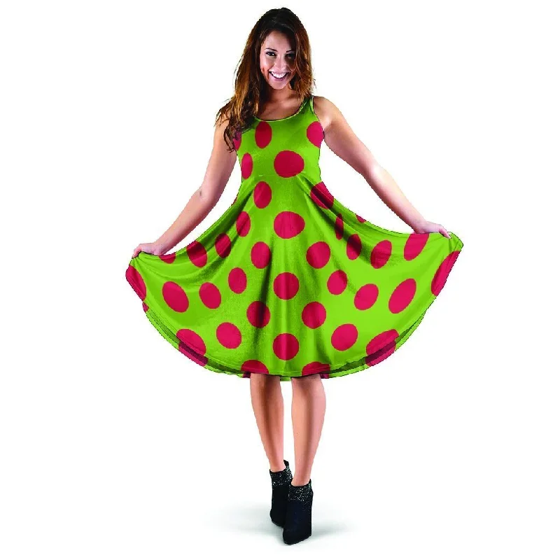 Green And Red Polka Dot Dress Tunics Bestseller popular