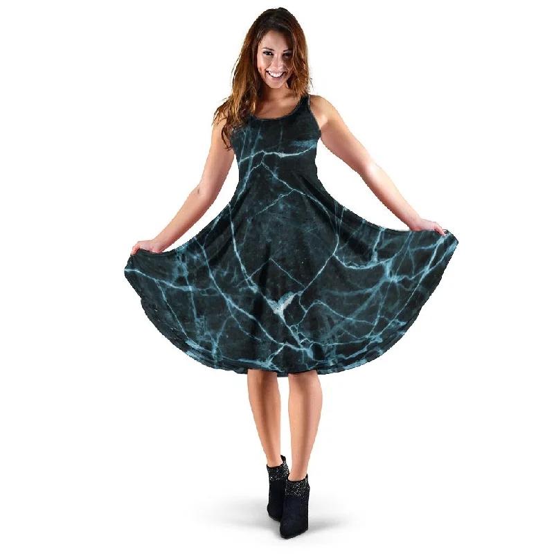 Green Cracked Marble Dress Tunics Spring floral