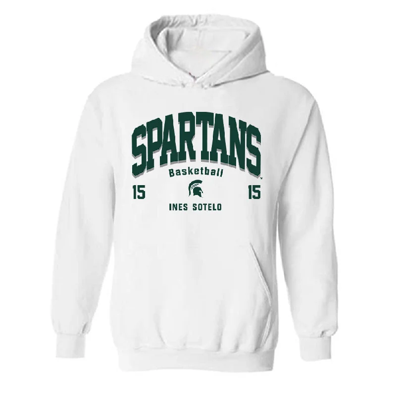 Michigan State - NCAA Women's Basketball : Ines Sotelo - Classic Fashion Shersey Hooded Sweatshirt Hoodie with V-Neck Classic Versatile