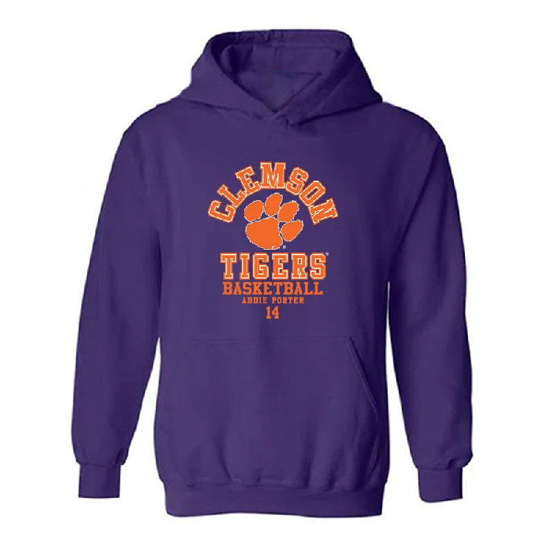 Clemson - NCAA Women's Basketball : Addie Porter - Classic Fashion Shersey Hooded Sweatshirt Hoodie with Hem Elastic Stretchable Comfortable