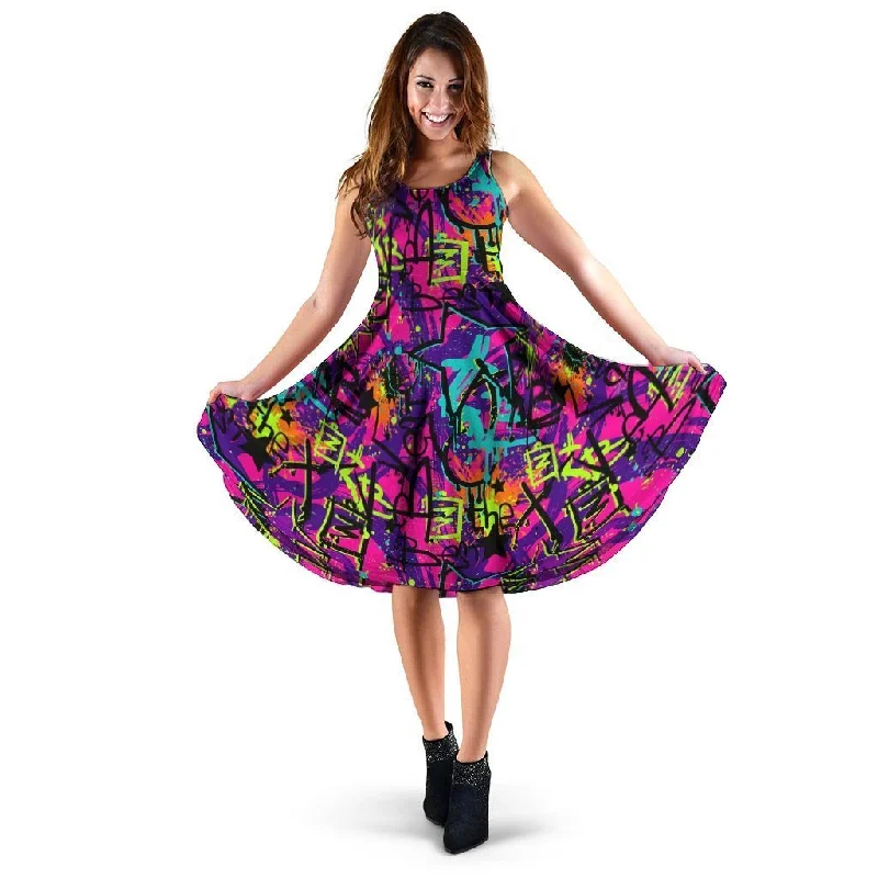 Graffiti Airbrush Print Dress Floral Print girly