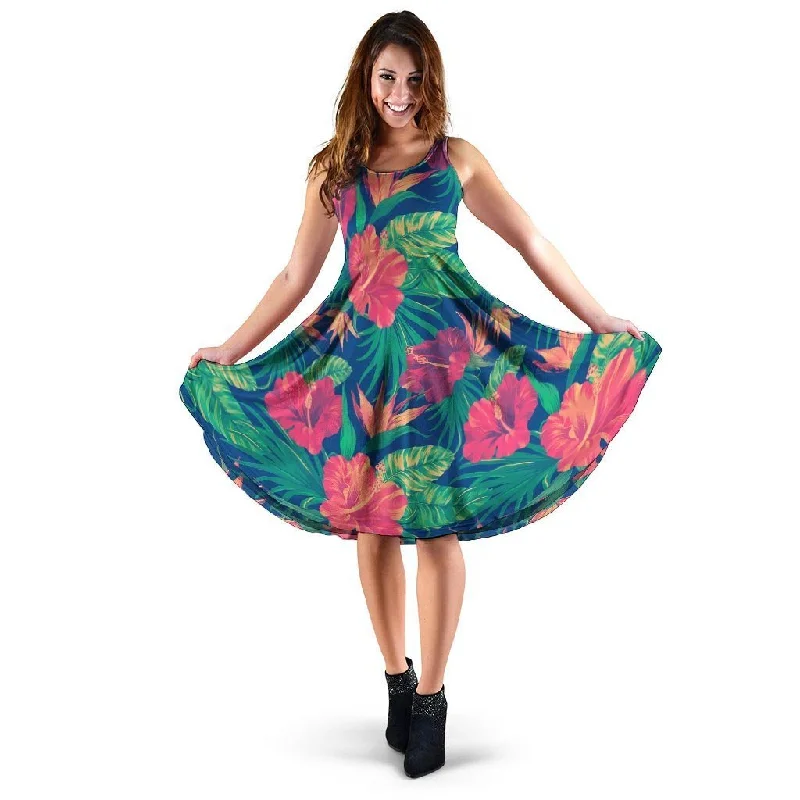Hibiscus Hawaiian Flower Print Dress Tunics Custom made