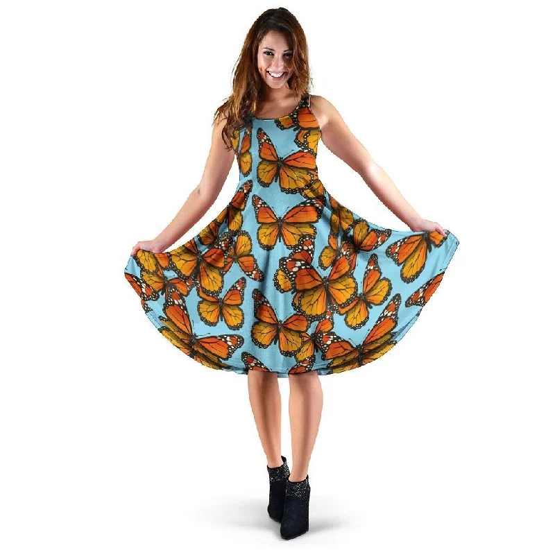 Monarch Butterfly Print Dress Tunics Office stylish