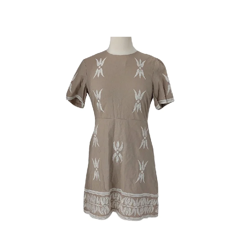 Zara Beige & White Embroidered Knee Length Dress | Brand New | Tunics Cozy soft