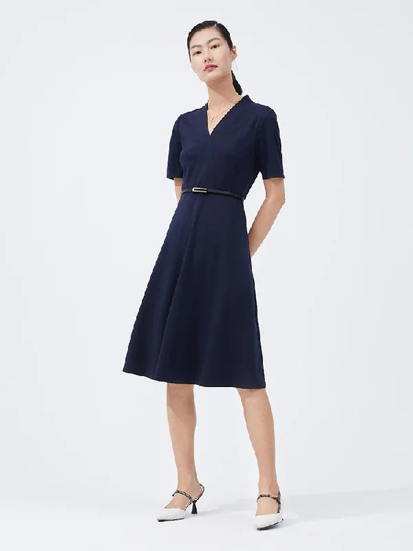 Tencel Knit Gathered Waist Dress Tunics Mesh breathable