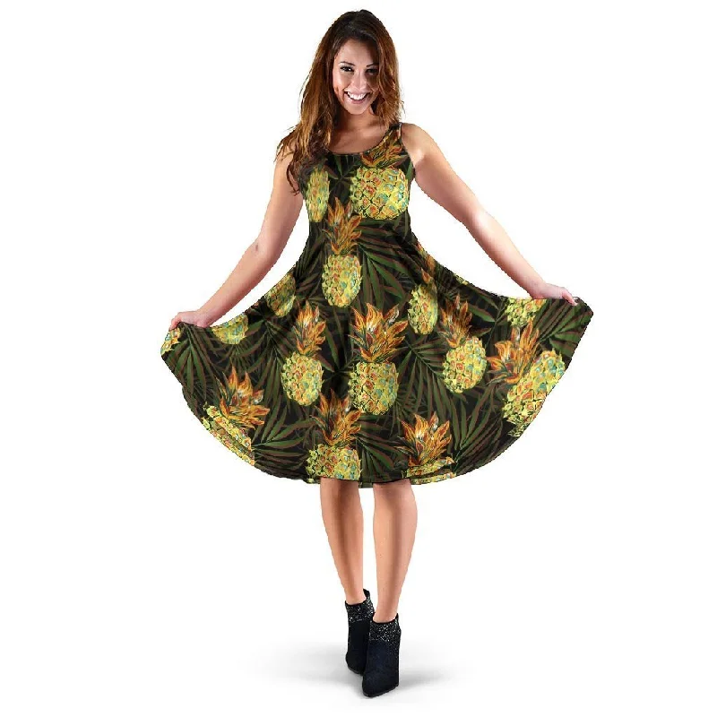Hawaiian Golden Pineapple Edm Print Dress Tunics Sophisticated sleek