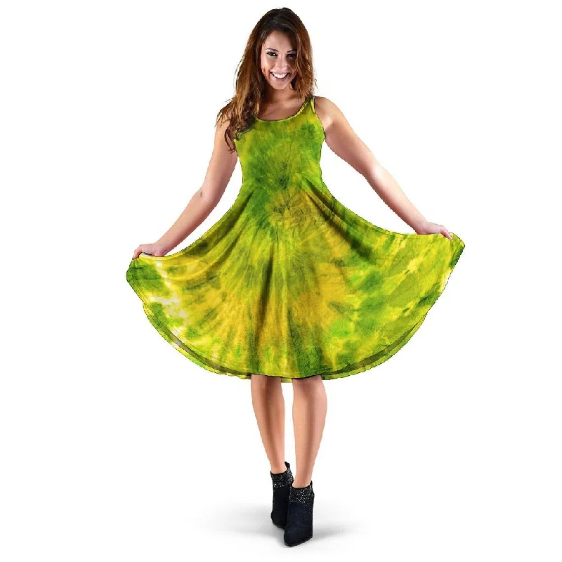 Lime Green Tie Dye Dress Tunics Luxurious high-end