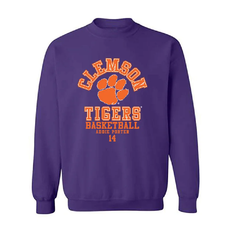 Clemson - NCAA Women's Basketball : Addie Porter - Classic Fashion Shersey Crewneck Sweatshirt Hoodie with Cuffed Sleeves Snug Secure