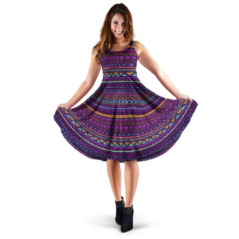 Multicolor Native Aztec Doodle Striped Dress Tunics Floral girly