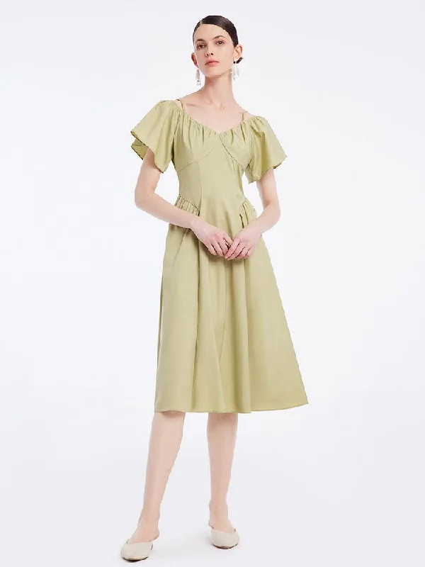Matcha Green Spaghetti Strap Dress Tunics Corduroy durable