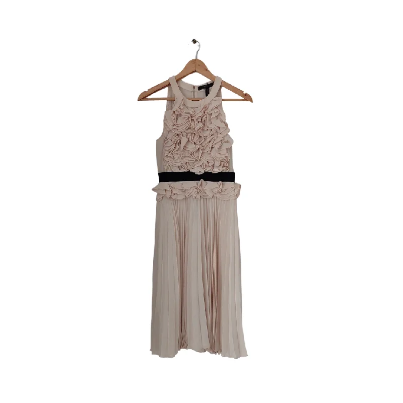 BCBGMAXAZRIA Beige Sleeveless Pleated Knee Length Dress | Brand New | Tunics Luxurious high-end