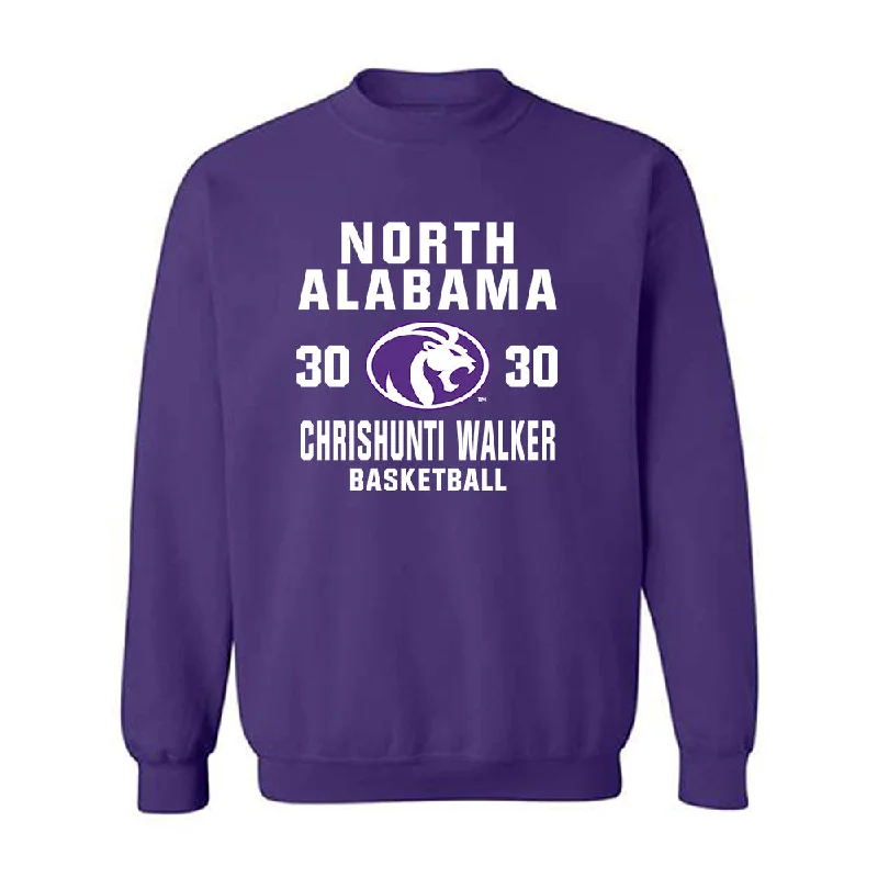 North Alabama - NCAA Women's Basketball : Chrishunti Walker - Classic Shersey Crewneck Sweatshirt Hoodie with Exposed Zipper Edgy Industrial