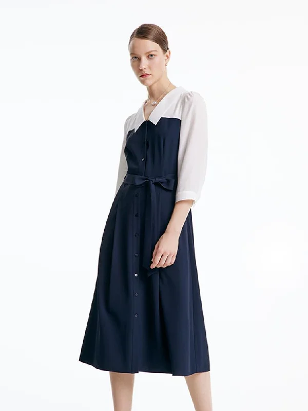 Dark Navy Patchwork Dress Tunics Cozy soft