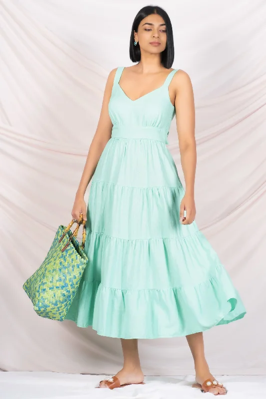 Green Tie Back Sun Dress Tunics Exclusive limited
