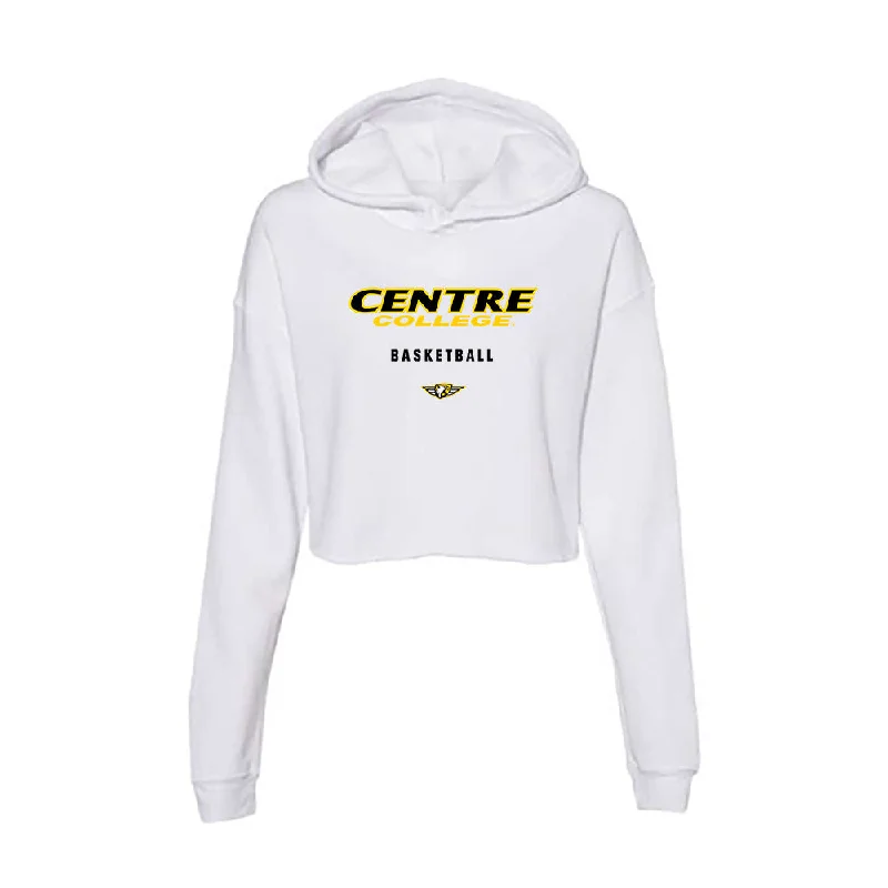 Centre College - NCAA Women's Basketball : Makya Grinter - Women's Crop Fleece Hoodie Hoodie with Belted Waist Structured Tailored