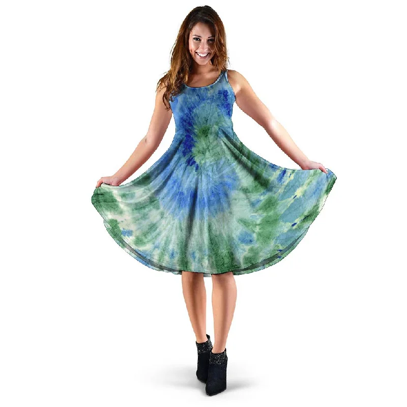 Green And Blue Tie Dye Dress Tunics Timeless classic