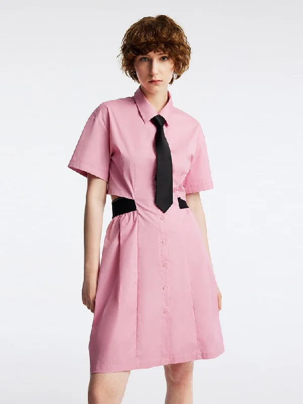 Light Pink Dress With Tie Tunics Mesh breathable
