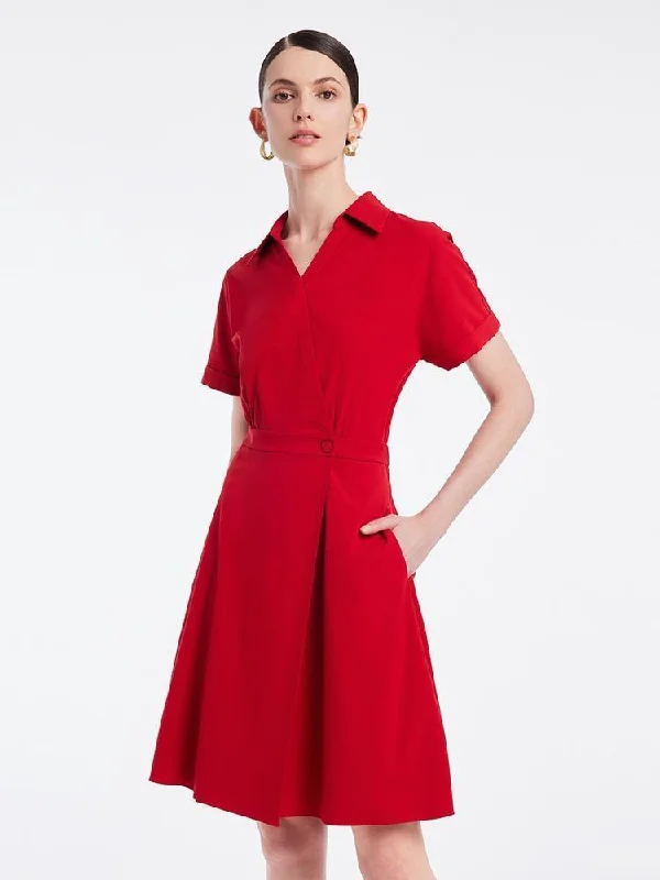 Shirt-style V-neck Waist-skimming Dress Tunics Yoga stretchy