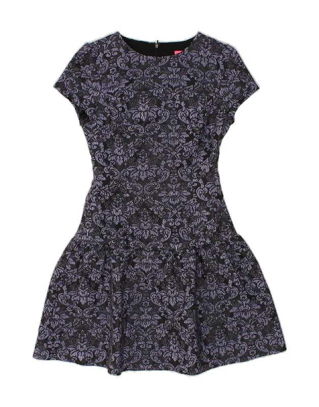 MONSOON Womens Drop Waist Dress UK 8 Small Navy Blue Paisley Polyester Tunics Trendy modern