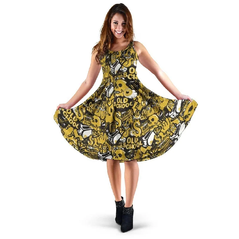 Old School HipHop Print Dress Tunics Winter warm