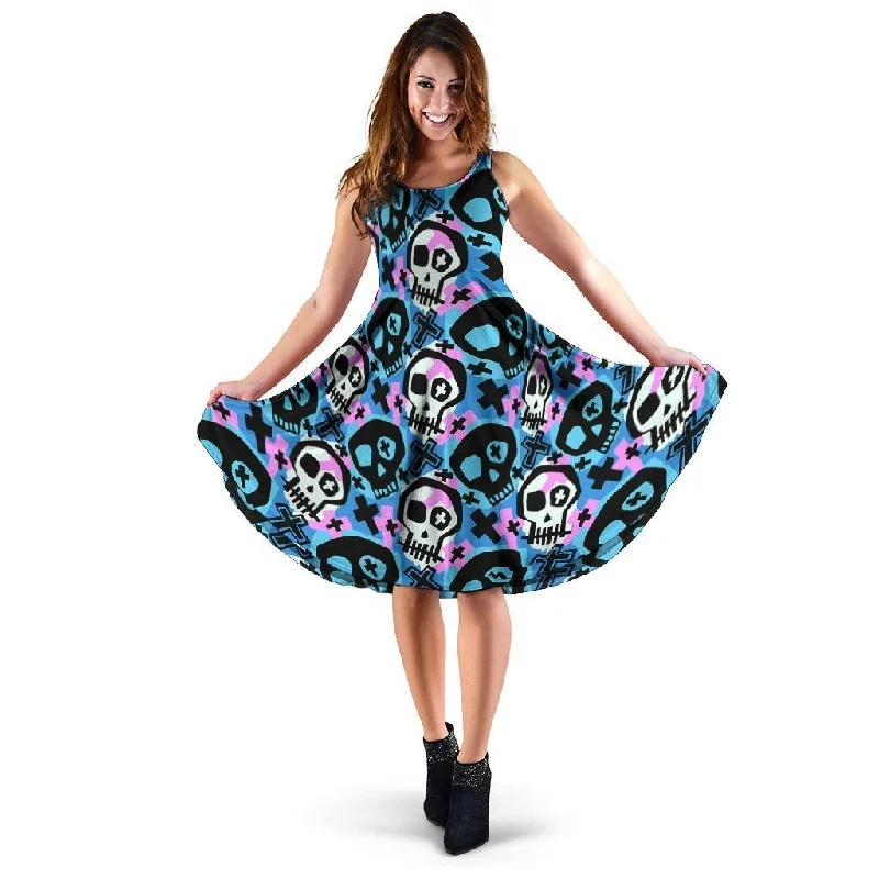 Graffiti Skull Print Dress Tunics Practical durable
