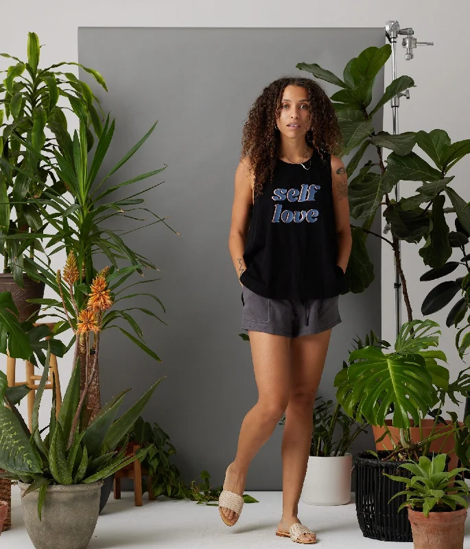 Self Love Tank - Black peach tank top
