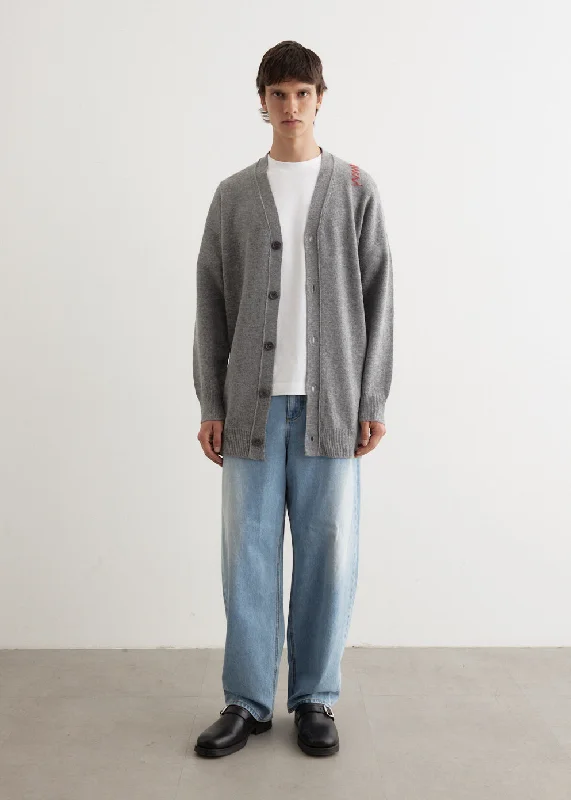 Oversized Embroidered Logo Cardigan Toggled Drawstring Belted