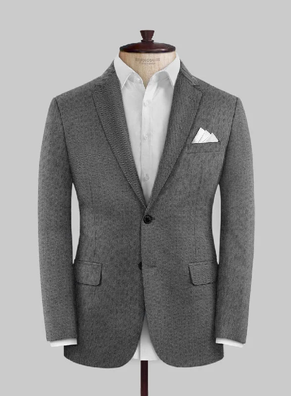 Scabal Tornado Herringbone Gray Wool Jacket Chenille Jacket Brocade Jacket Lace Jacket