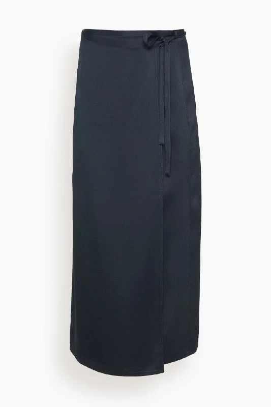 Chic Shining Satin Sarong Skirt in Notte patchwork skirt art
