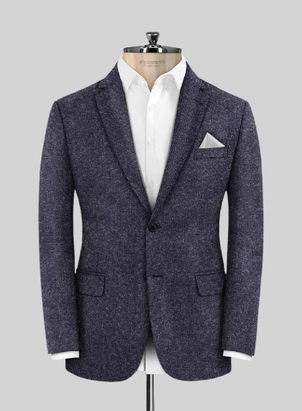 Scabal Denim Dark Blue Wool Cashmere Jacket Snapped Jacket Toggled Jacket Drawstring Jacket